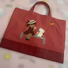 ファミリア デニムバッグ 赤 女の子 クマ トートバッグ レッスンバッグ