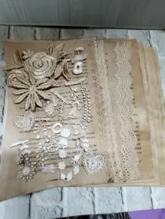 コラージュ素材　コーヒー染め　ビンテージ　ジャンクジャーナル