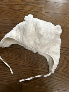 H&M フリース耳あて 49cm ホワイト くま耳帽子