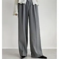 リエディ スラックス パンツ ダブルタックカラーワイドパンツ レディー