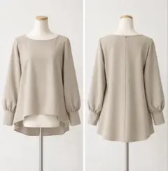 ロペピクニック　長袖ブラウス ベージュ 袖口ギャザー