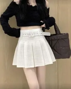 SHEINホワイトプリーツミニスカートXSサイズ