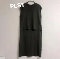【美品】PLST コットンウール半袖ニットワンピース