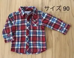 人気！ チェックシャツ 長そで　赤　サイズ90