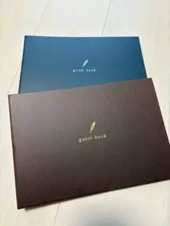ゲストブック 芳名帳 リング式　ネイビー&ブラウン