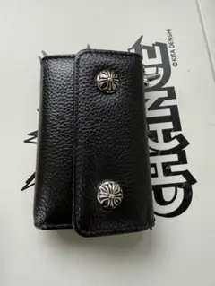 【早い者勝ち即購入可】三つ折り財布　ウォレット　黒　ブラックレザー