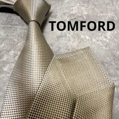 極美品 トムフォード ネクタイ 千鳥柄 グレンチェック 春夏 結婚式にも TOM FORD (トムフォード) シルク100％ 総柄 ネクタイ TFSTN001S0146