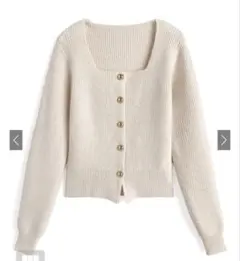 グレイル　スクエアネックゴールドボタンリブニットカーディガン[an1884]