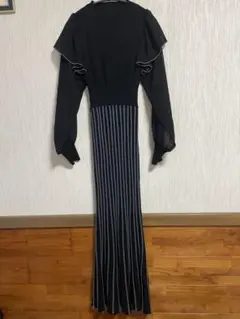 dazzlin バイカラープリーツニットワンピース　ブラック　F