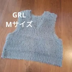 GRL Vネックフェザーショート丈ニットベスト