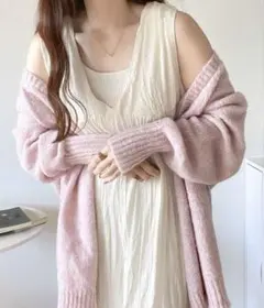 アイボリー プリーツ キャミワンピース