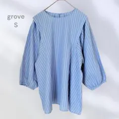 grove グローブ ストライプシャツ ゆるシルエット カジュアル オフィス