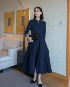 laubeblanc Keyneck Jacquard Dress navy