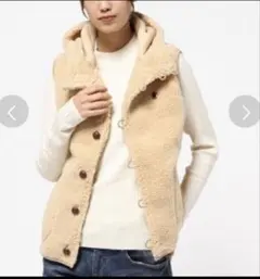 フード付きベージュボアジャケット MサイズGYMPHLEX