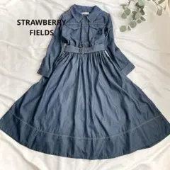 美品　STRAWBERRY FIELDS デニムシャツロングワンピース