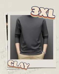 3XL メンズ ハイネック フリース 暖かい 保温 シンプル 微起毛 グレー