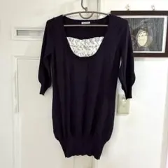 チュニック丈ニット ロング丈 七分袖　　　　　Ｍサイズ