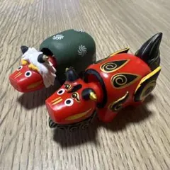 唐津くんち 曳山 土鈴 赤獅子 金獅子 2個セット 民芸品 郷土玩具