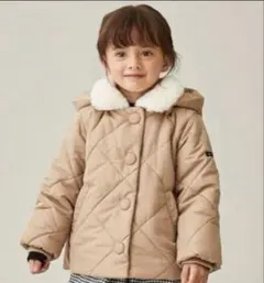 ベージュ フード付き キルティングコート