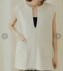 スキッパーニットベスト センスオブプレイスバイアーバンリサーチ オフホワイト