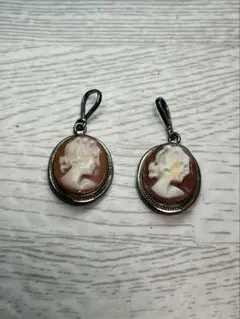 希少　ヴィンテージ　カメオ　ブローチ兼ペンダントトップ　ネックレストップ2セット