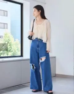 kastane ダメージデニム　クラッシュデニムワイドパンツのサムネイル
