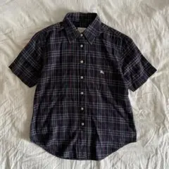 90s Burberry バーバリー ノバチェック 半袖シャツ ネイビー