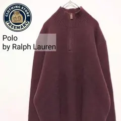 ポロバイラルフローレン　ニット　セーター　長袖　ハーフジップ　ウール　LL
