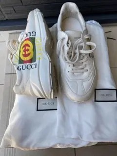 GUCCI ホワイト GGロゴ スニーカーゴールドラメ 36 - メルカリ