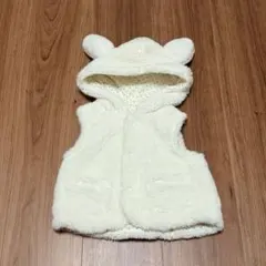 うさぎ耳フード付きベビーベスト ホワイト