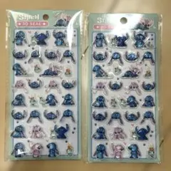 ディズニー　スティッチ　3Ｄ立体シール　ぷくぷくシール　2枚セット