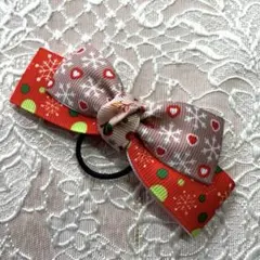 クリスマス柄リボンヘアゴム