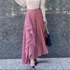 美品✨エイミーイストワール ラッフルフリルプリーツスカート ロング ピンク Fのサムネイル