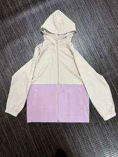 ホワイト/ラベンダー フード付きジャケット S