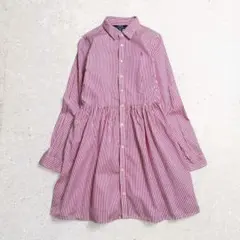 ポロラルフローレン　ストライプシャツ　ミニワンピ　チュニック　ピンク　ポニー刺繍