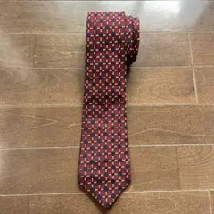 HACKETT LONDON ビンテージ　　ネクタイバーガンディ幾何学　英国製のサムネイル