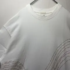 LIDNM 刺繍Tシャツ S 白 ウェーブ 半袖 綿100%のサムネイル