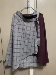 アシンメトリーチェック柄フレアスカート Mサイズのサムネイル