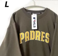新品　MLB　パドレス　スウェット　トレーナー　裏起毛　ワッペンロゴ　L