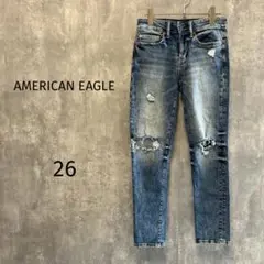 2747【アメリカンイーグル 】ダメージジーンズ　デニム　スキニー　ストレッチ
