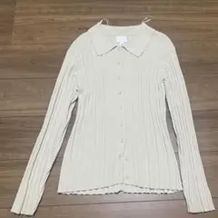 H&M リブニット サマーニット　長袖 ポロシャツ ホワイト XL