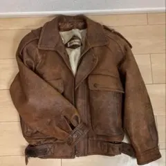 Wind Armor ブラウンレザー ライダースジャケット 羊革 ミリタリー