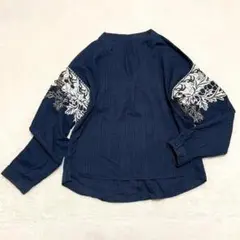 ブージュルード◇エンブロイダリーブラウス レース刺繍 ストライプ 綺麗め38