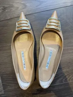 37 PELLICO パンプス ローヒール ピンクベージュ レザー 24 - メルカリ