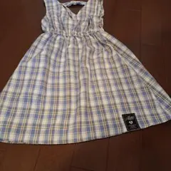 ALGY 青系チェック ノースリーブワンピース