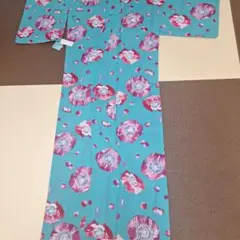 MIMATSU 浴衣単品 ターコイズブルー 花柄 - メルカリ
