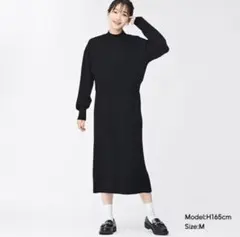 GU レディース ニットワンピース ブラック 黒 長袖 Sサイズ