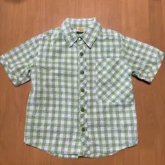 moujonjon 半袖シャツ 100㎝　黄緑　チェック