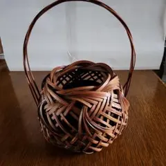 竹製編み込み花器 黒い内袋付き