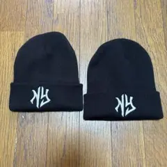 黒　アクリルビーニー　ニット帽　2個セット